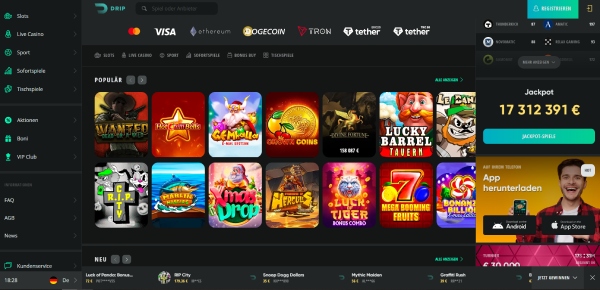 Drip ist das Casino mit den besten Spielen
