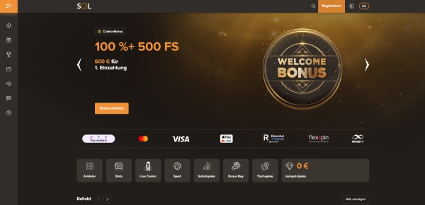 Sol ist das Casino mit den besten Boni